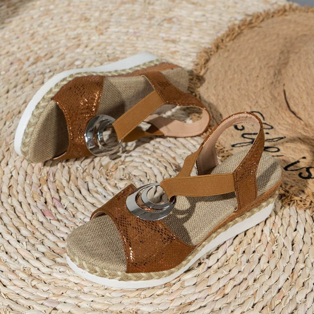 Simone | Dame Sandaler Kilehæl Espadrille Slangeprint 7