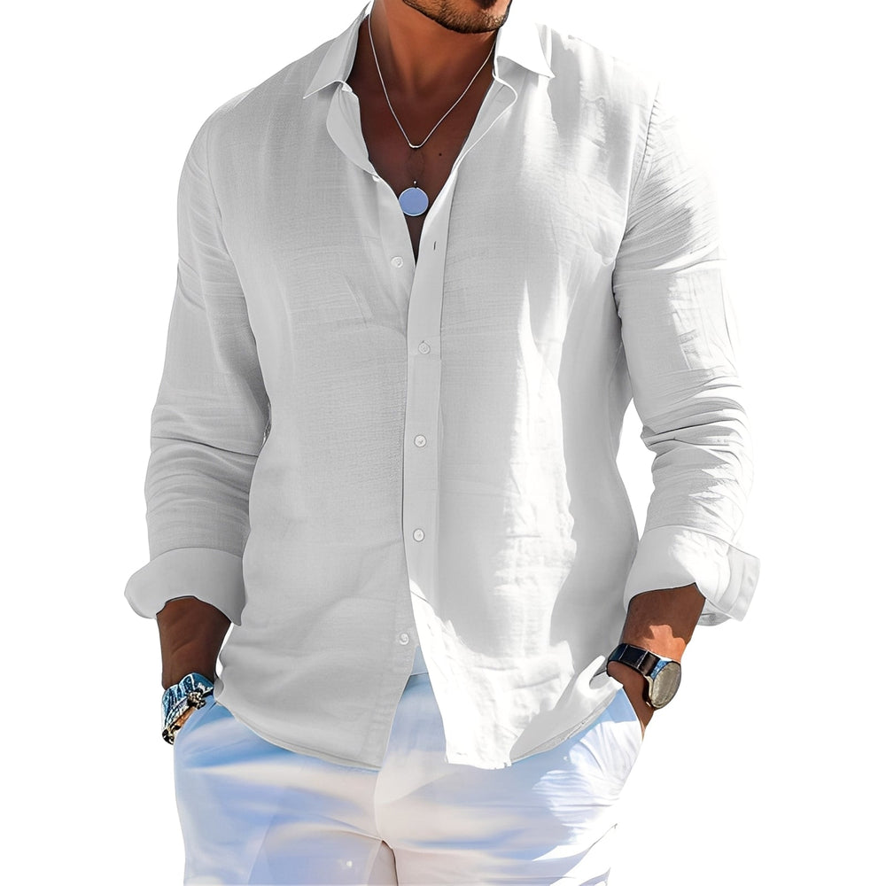 Sven | Herre Langærmet Skjorte Afslappet Pasform Bred Krave 1