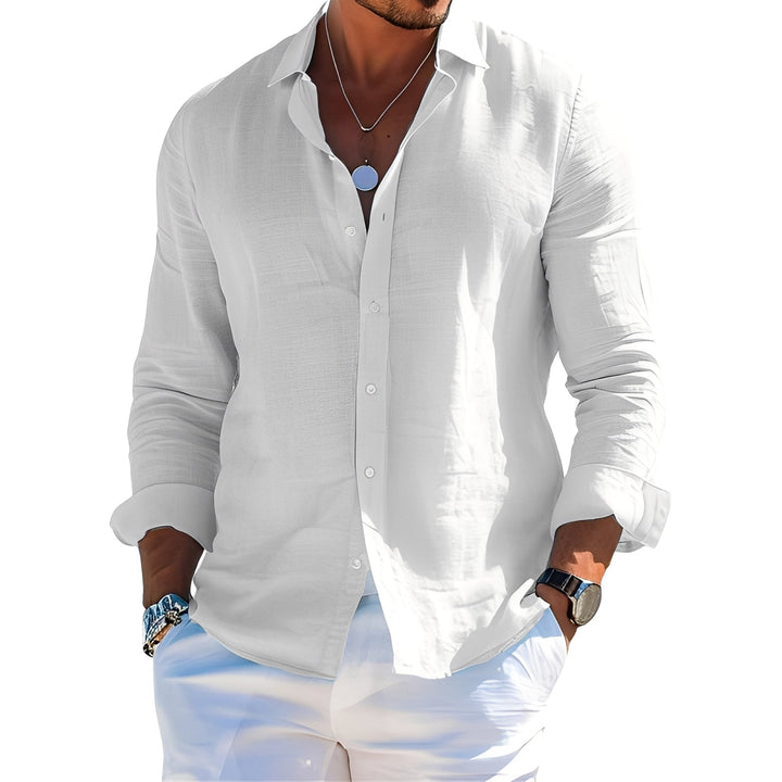 Sven | Herre Langærmet Skjorte Afslappet Pasform Bred Krave 1