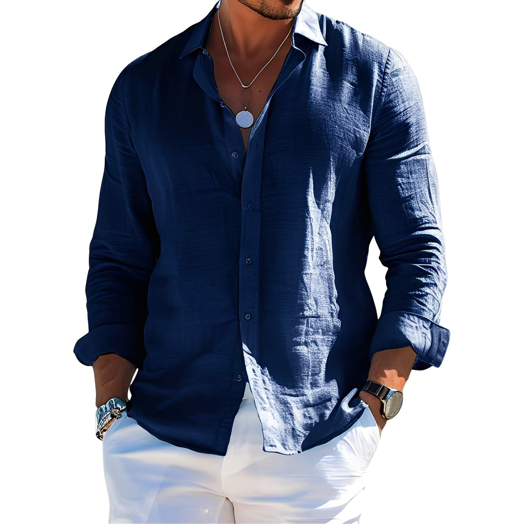 Sven | Herre Langærmet Skjorte Afslappet Pasform Bred Krave 10