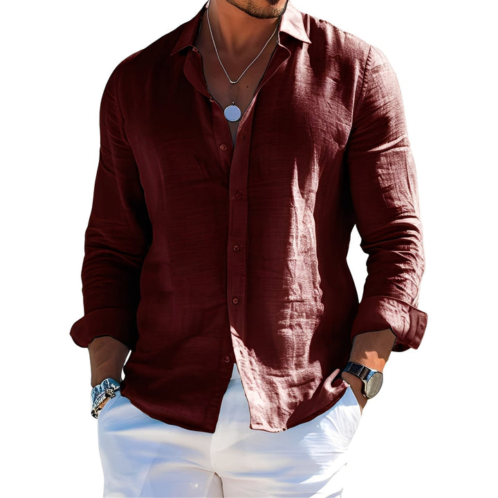 Sven | Herre Langærmet Skjorte Afslappet Pasform Bred Krave 7