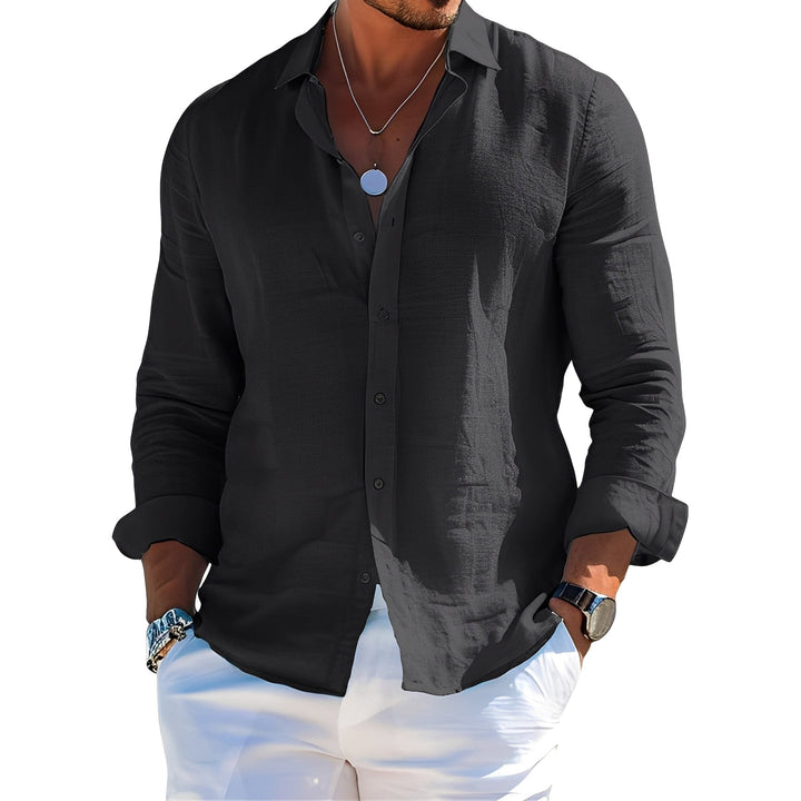 Sven | Herre Langærmet Skjorte Afslappet Pasform Bred Krave 9